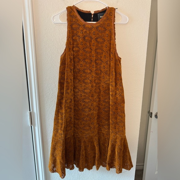 Maeve Anthropologie Amis Velvet Lace A Line Open Knit Holiday Dress Size 8 - Picture 3 of 10